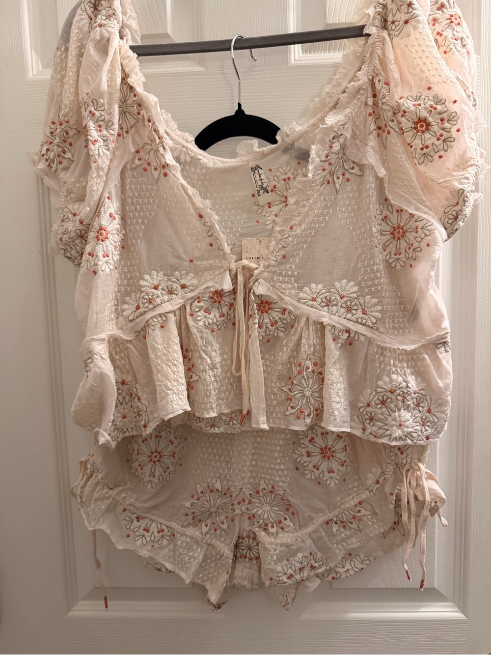 Free People Intimately Eternal Sunshine Embroidered Lounge Set NWT size L